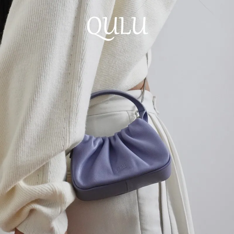 QULU Sheepskin Shoulder Bag Crossbody Bag Handbag Mini Women's White-18