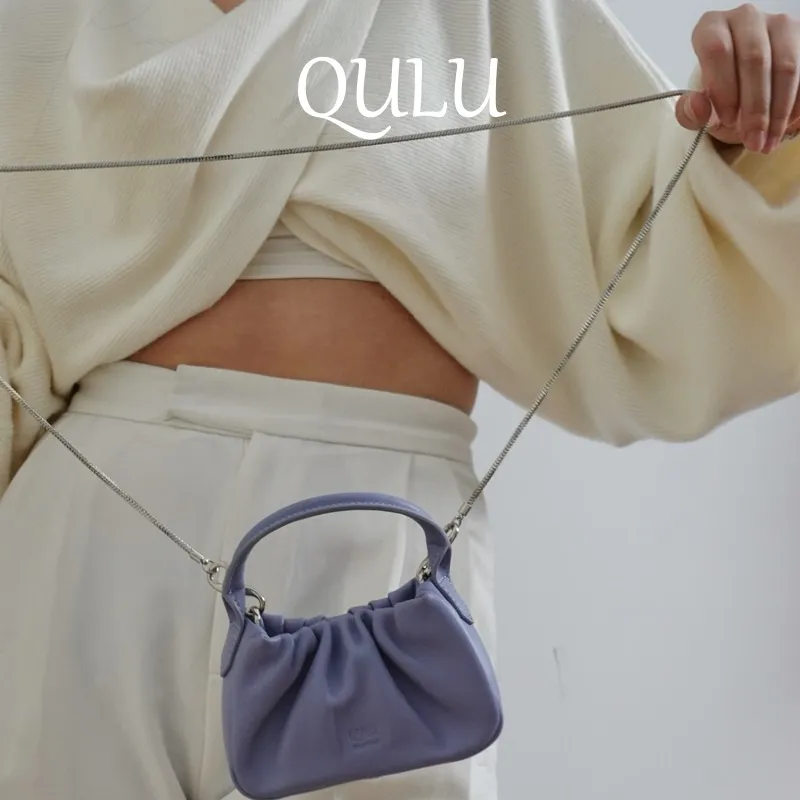 QULU Sheepskin Shoulder Bag Crossbody Bag Handbag Mini Women's White-17