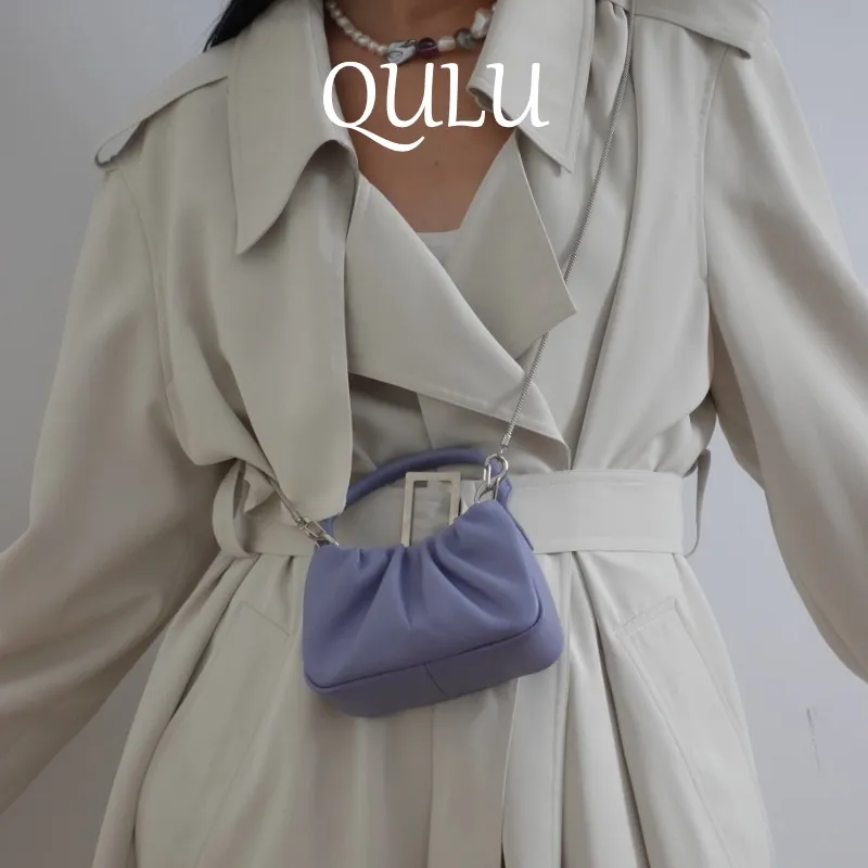 QULU Sheepskin Shoulder Bag Crossbody Bag Handbag Mini Women's White-19