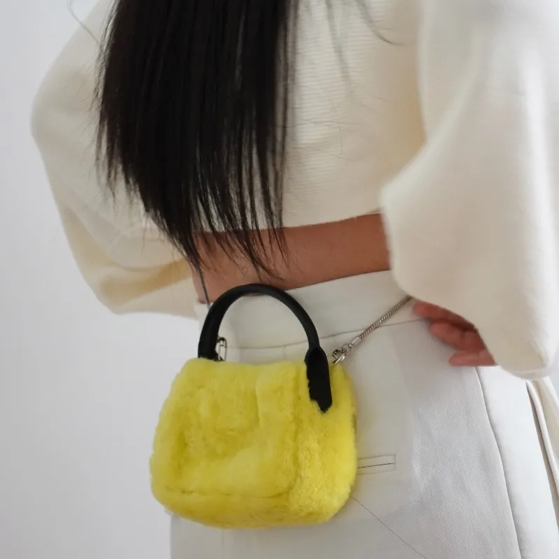 QULU Wool Portable Crossbody Cell Phone Pouch Mini Women's Ecru Jasper Yellow Milk Coffee Black-25