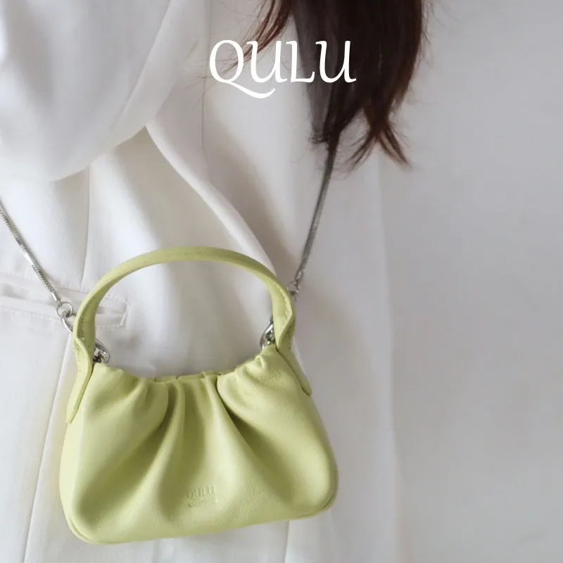 QULU Sheepskin Shoulder Bag Crossbody Bag Handbag Mini Women's White-34