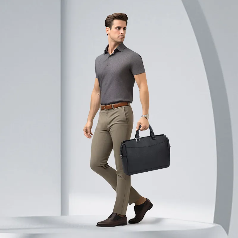 CROSSGEAR Top Grain Cow Leather Briefcase Men's Multicolor-4