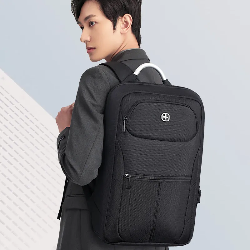 CROSSGEAR PU, Textile Mixture Backpack Unisex Black-4