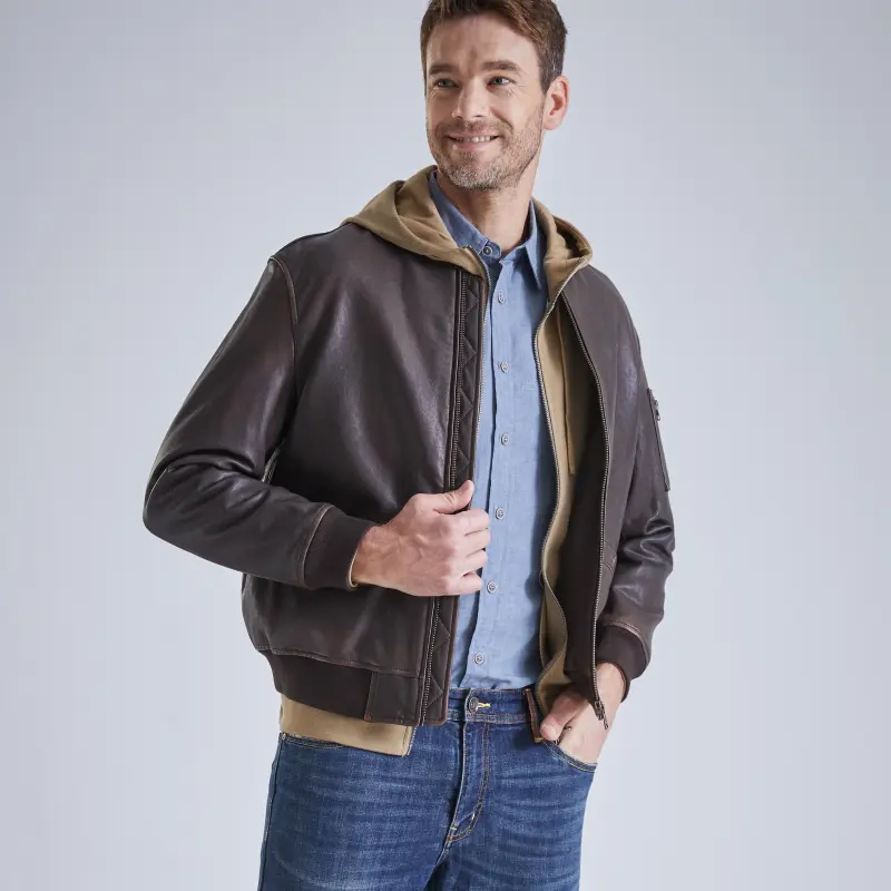 MCS Leather Jacket Men's Dark Coffee-3