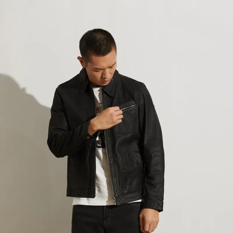 MCS Leather Jackets Men Black-4