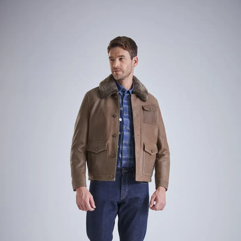 MCS Leather Jacket Men's Dark Coffee-2