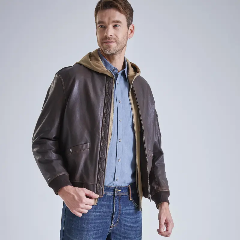 MCS Leather Jacket Men's Dark Coffee-2