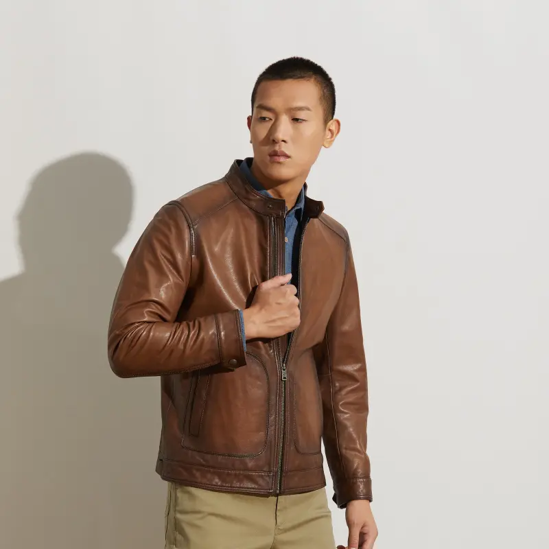 MCS Leather Jacket Men's Coffee-4