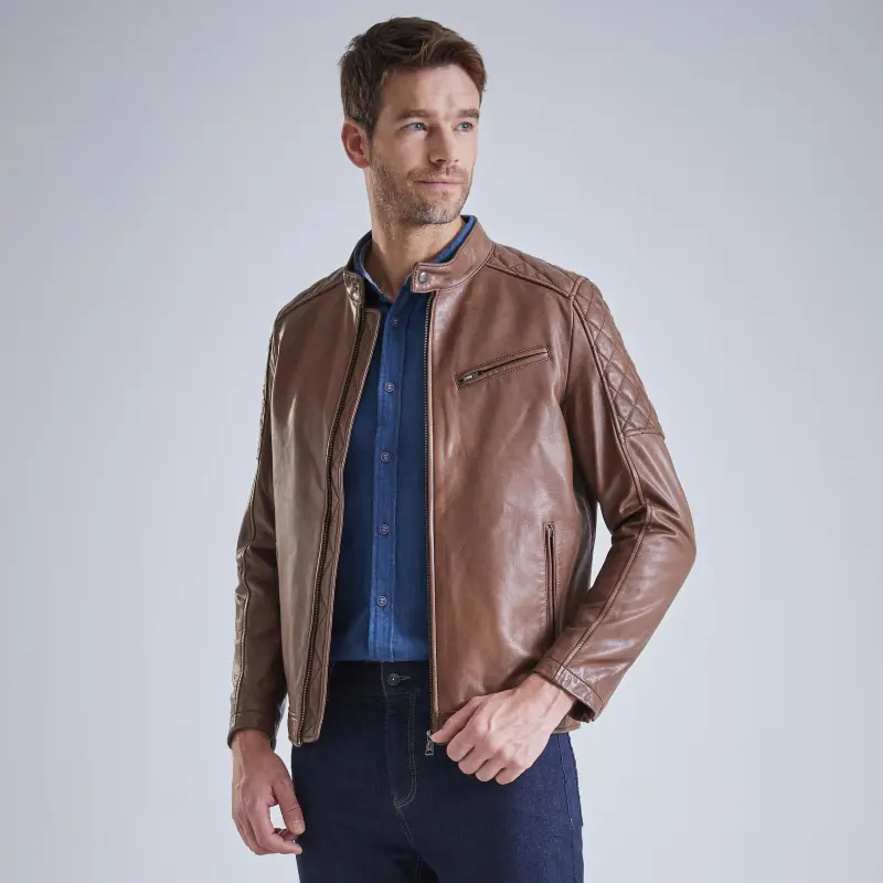 MCS Leather Jacket Men's Coffee-2