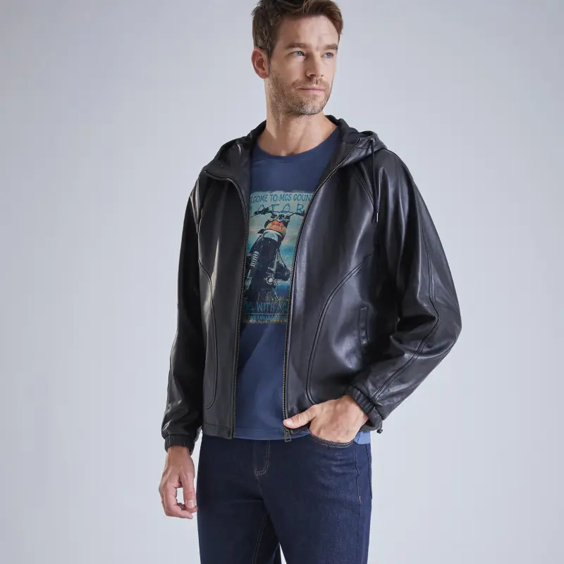 MCS Leather Jackets Men Black-4