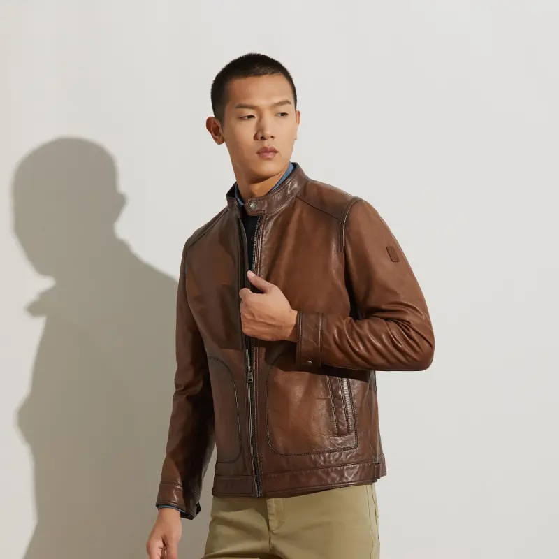 MCS Leather Jacket Men's Coffee-3