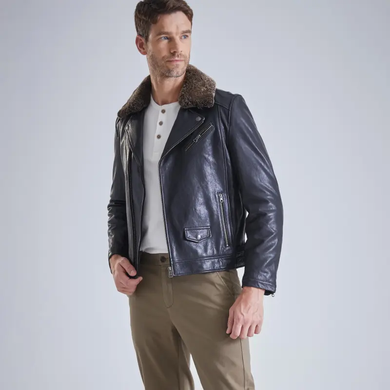 MCS Leather Jackets Men Black-4