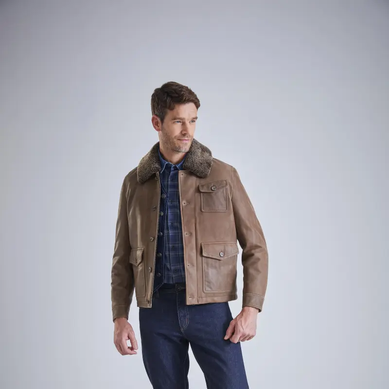 MCS Leather Jacket Men's Dark Coffee-3