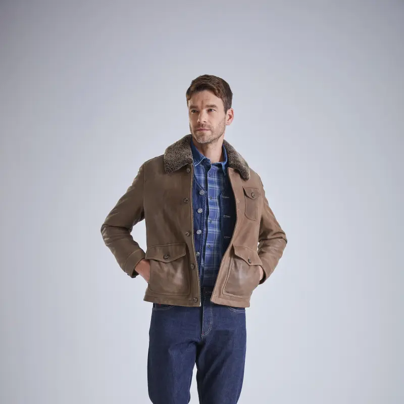 MCS Leather Jacket Men's Dark Coffee-4