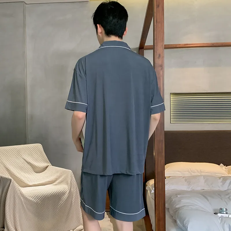 Lan Miao Pajama Set Men's Slate Gray-1