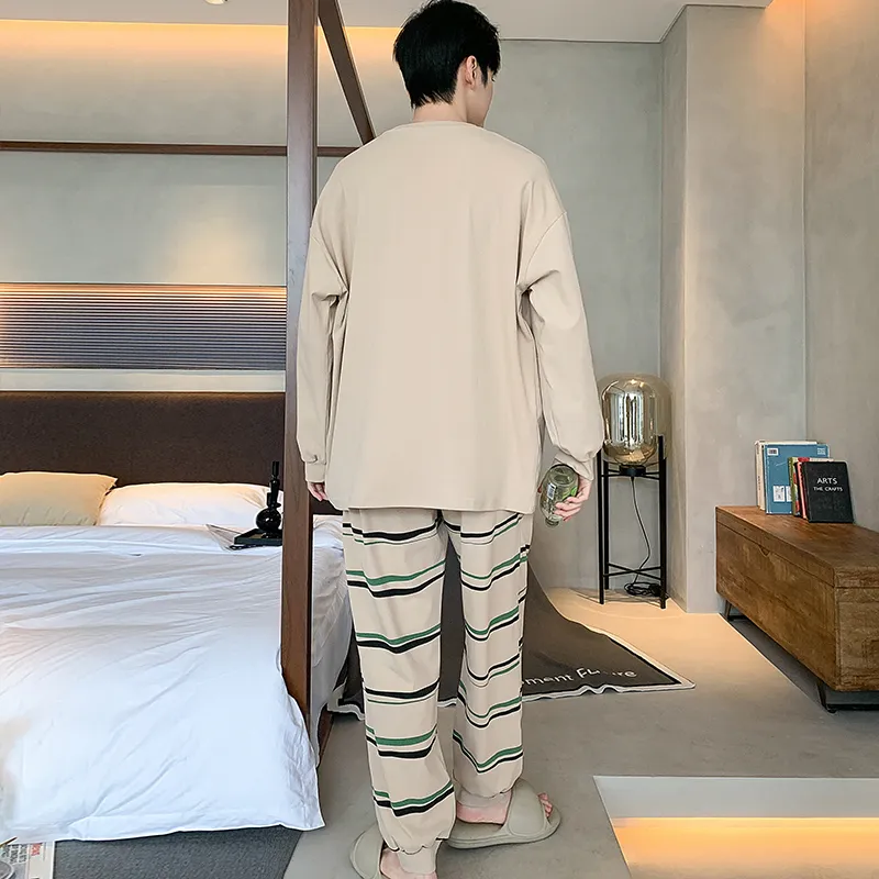 Lan Miao Pajama Set Men's Stripes Cartoon-1