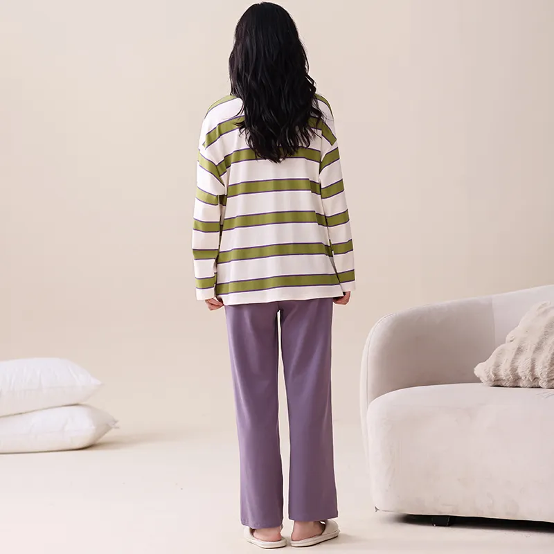 Lan Miao Spring And Fall Pajama Set Women's White-1