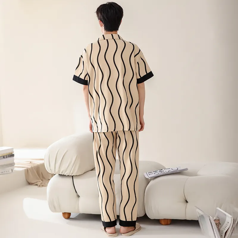 Lan Miao Pajama Set Men's GEY 100% Cotton Men's 706-1