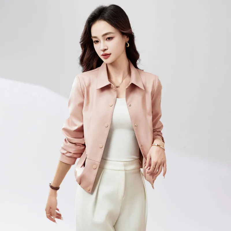 Fele.d Leather Jacket Women's Pink-3