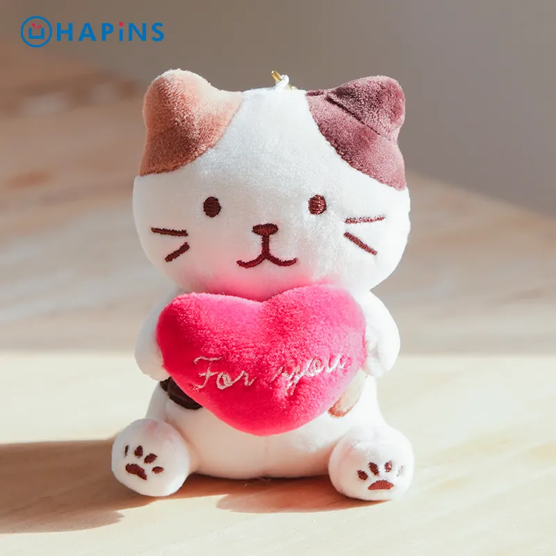 HAPINS Heart Hug Couple Pendant, Snuggly Cats, Cute Magnetic Keychain Dolls Plush Pendant 10cm Height-3