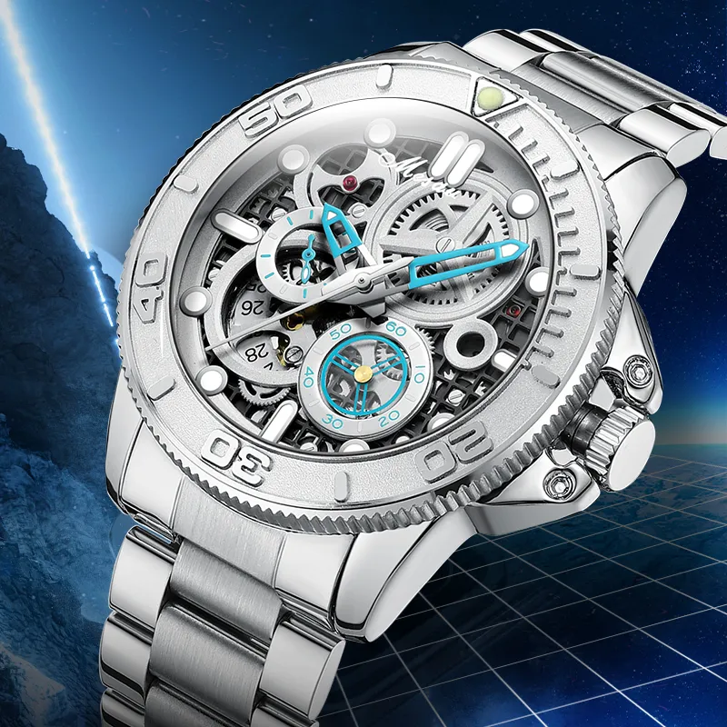 MESDUN Explorer Collection Automatic Mechanical Movement Stainless Steel Watchband Watch Men's Watches White Dial-5