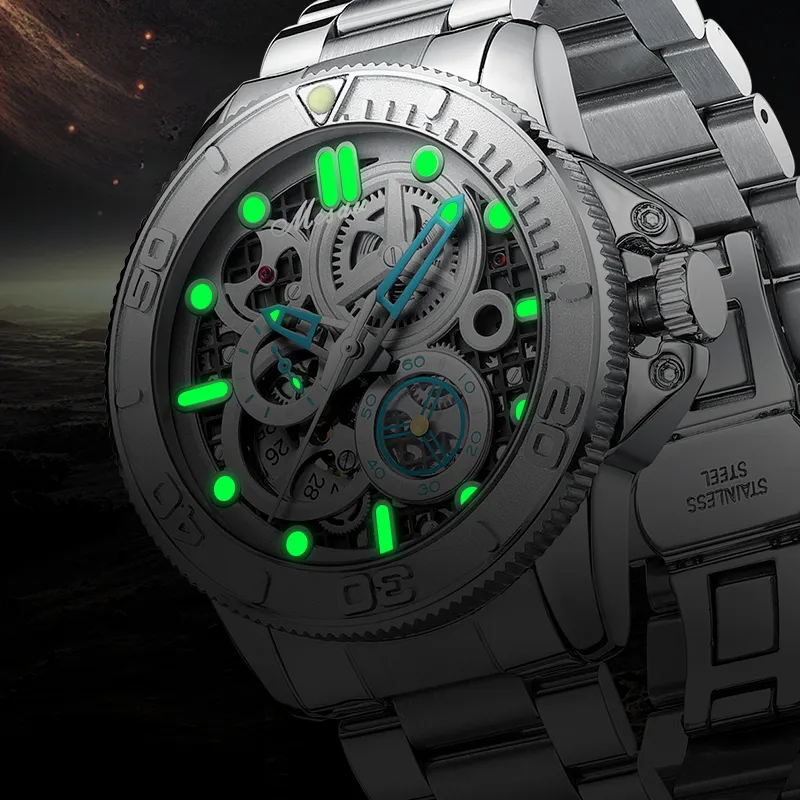 MESDUN Explorer Collection Automatic Mechanical Movement Stainless Steel Watchband Watch Men's Watches White Dial-12