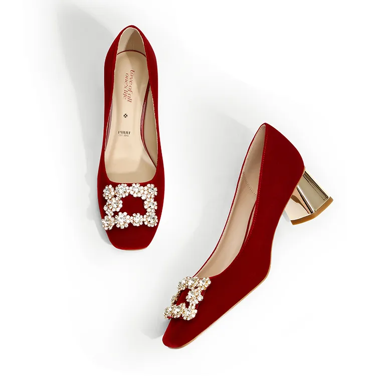 PJJUU High Heels Women's Burgundy-3