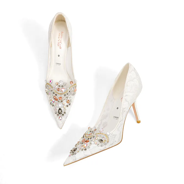 PJJUU Slim Heel High Heels 8.5cm Women's White-3