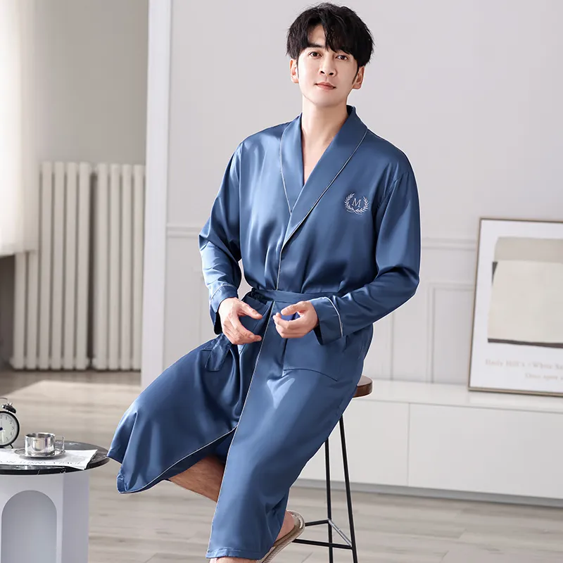 Huggy Kissy Pajama Robe Men's Blue-3