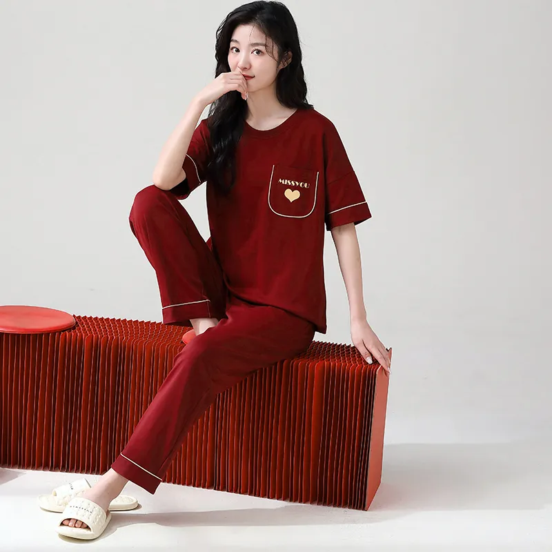 Huggy Kissy Pajama Set Women's Red-5