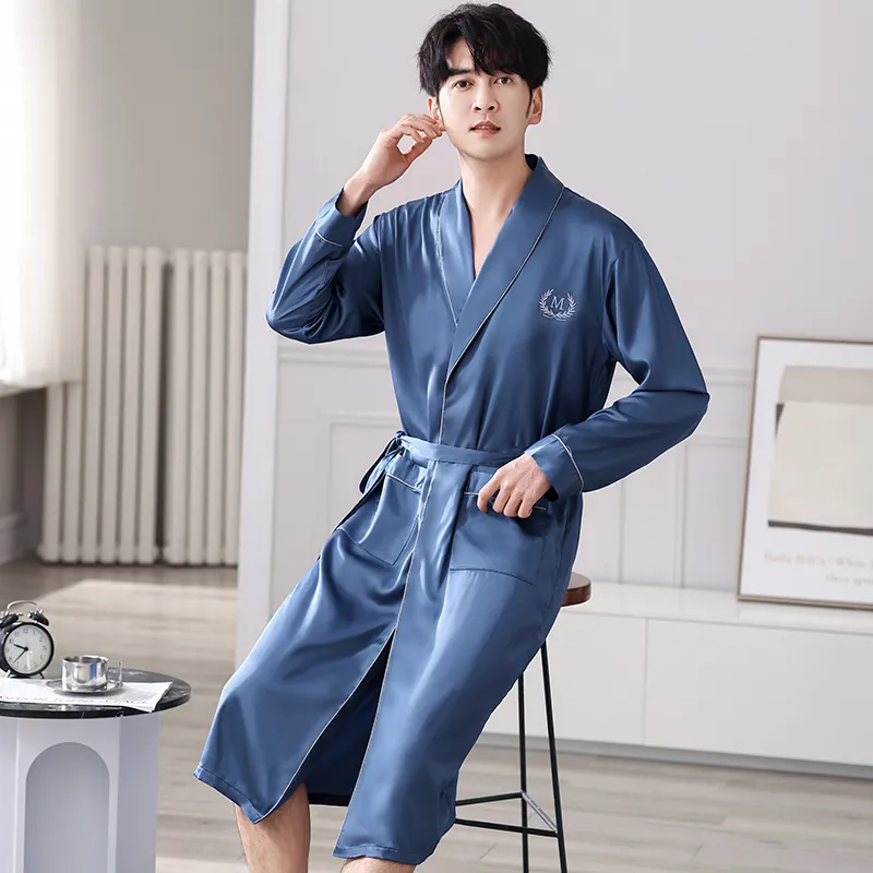Huggy Kissy Pajama Robe Men's Blue-4