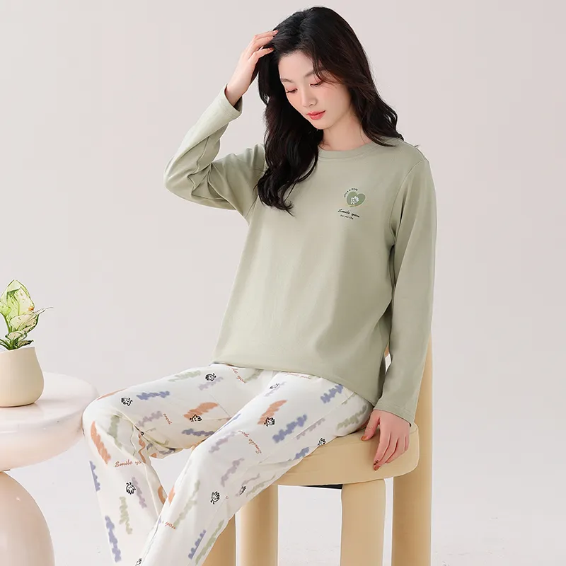 Huggy Kissy Pajama Set Women's Light Green-4