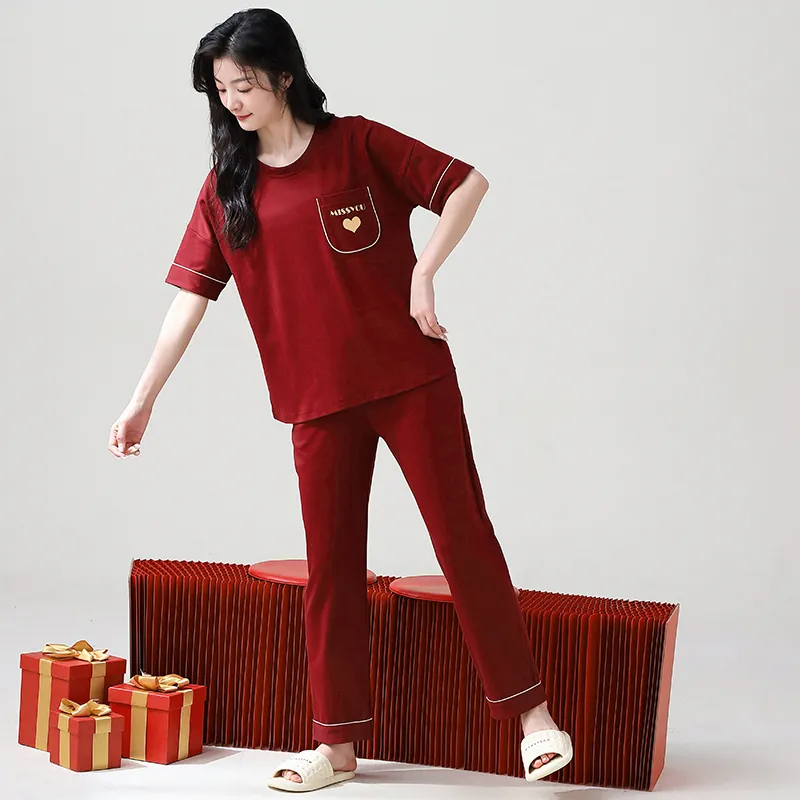 Huggy Kissy Pajama Set Women's Red-1