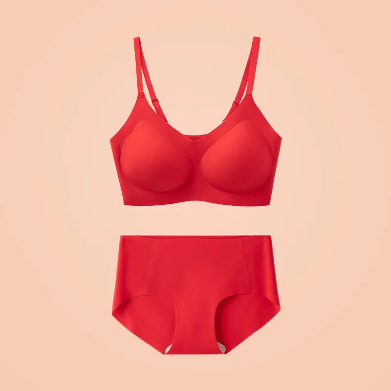 Huggy Kissy Underwear Set Women's Camisole Style Red-1