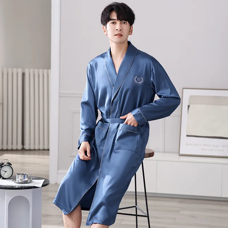 Huggy Kissy Pajama Robe Men's Blue-2