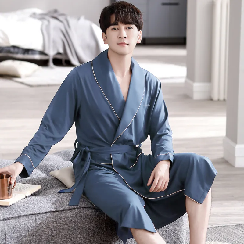 Huggy Kissy Pajama Robe Men's Gray Blue-2