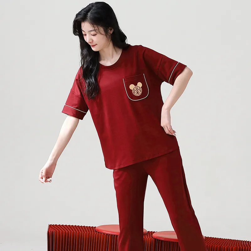Huggy Kissy Pajama Set Women's Red-5