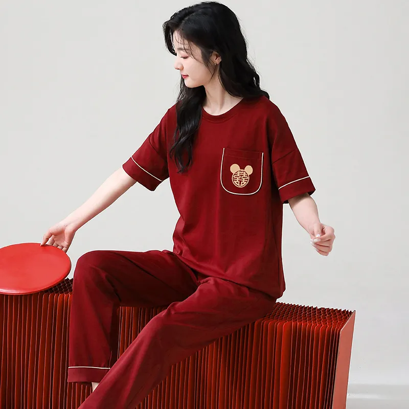 Huggy Kissy Pajama Set Women's Red-1