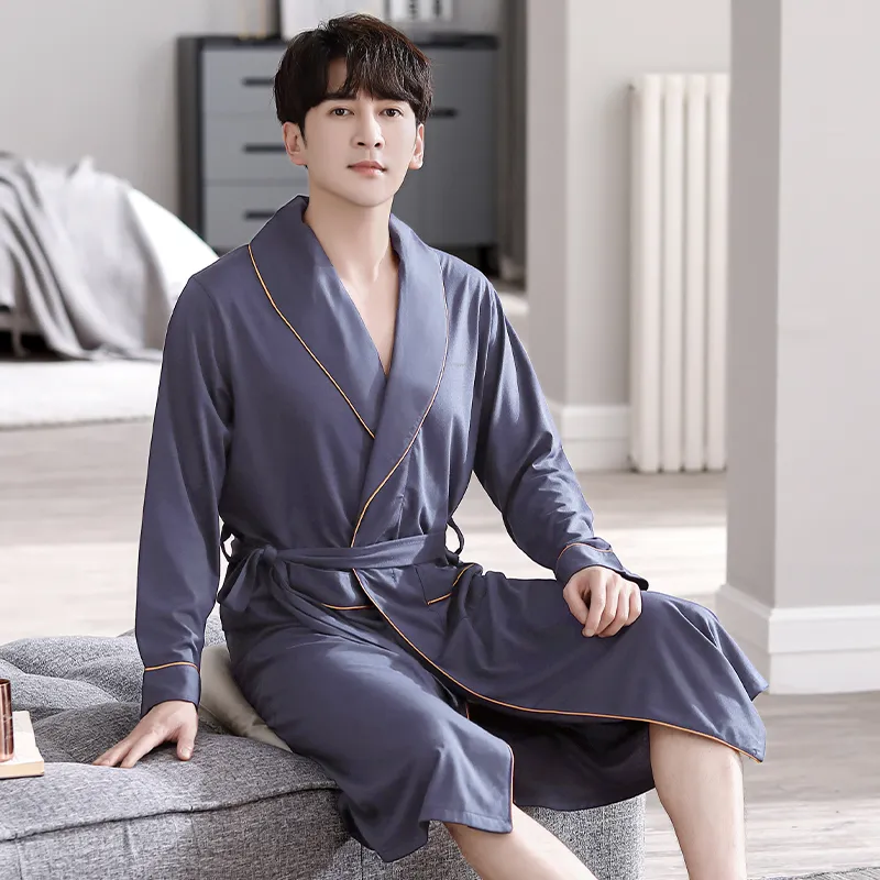 Huggy Kissy Pajama Robe Men's Dark Gray-5
