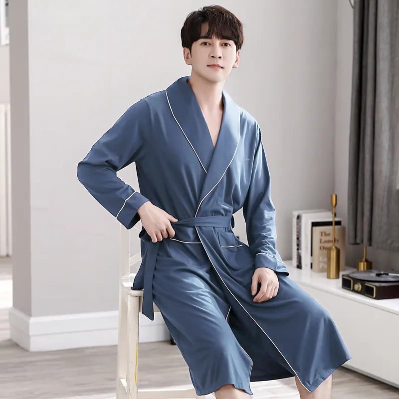 Huggy Kissy Pajama Robe Men's Gray Blue-4