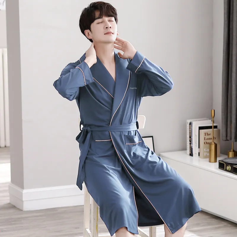 Huggy Kissy Pajama Robe Men's Gray Blue-3