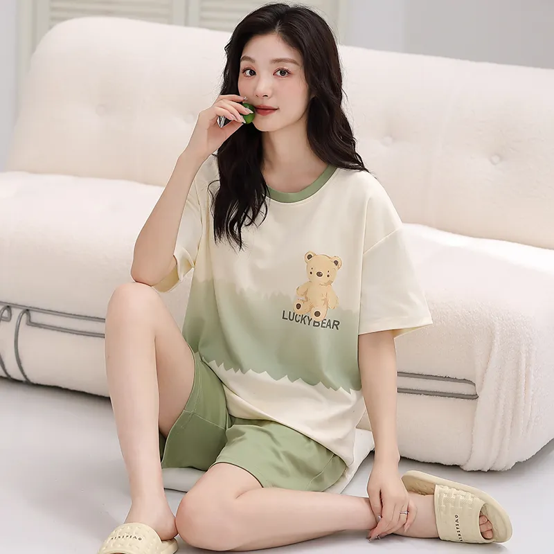 Huggy Kissy Pajama Set Women's Apricot-4