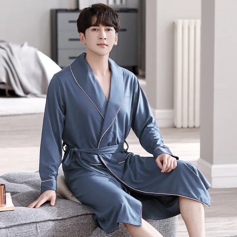 Huggy Kissy Pajama Robe Men's Gray Blue-1