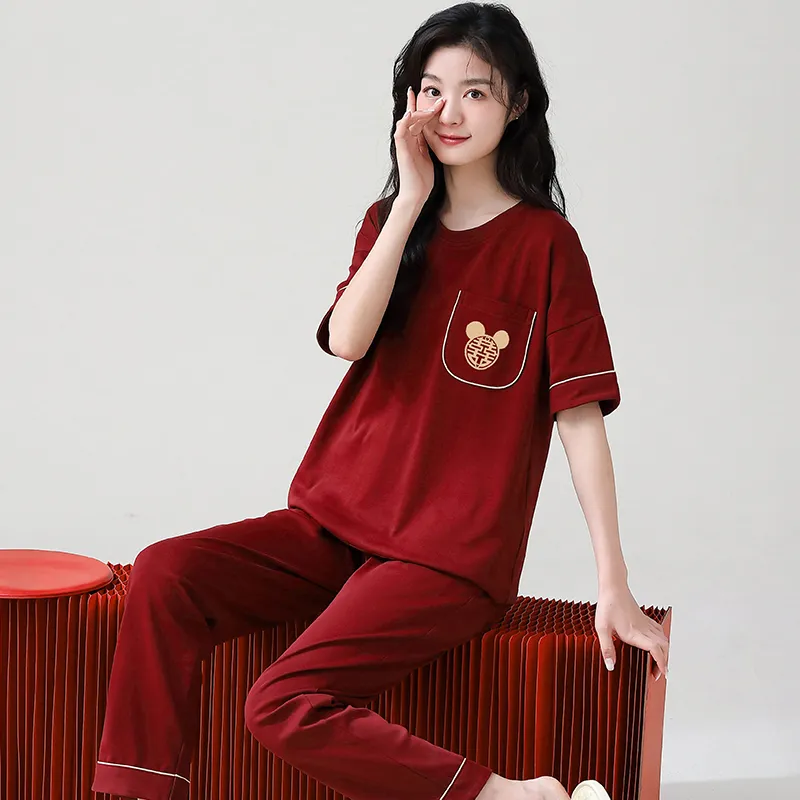 Huggy Kissy Pajama Set Women's Red-4