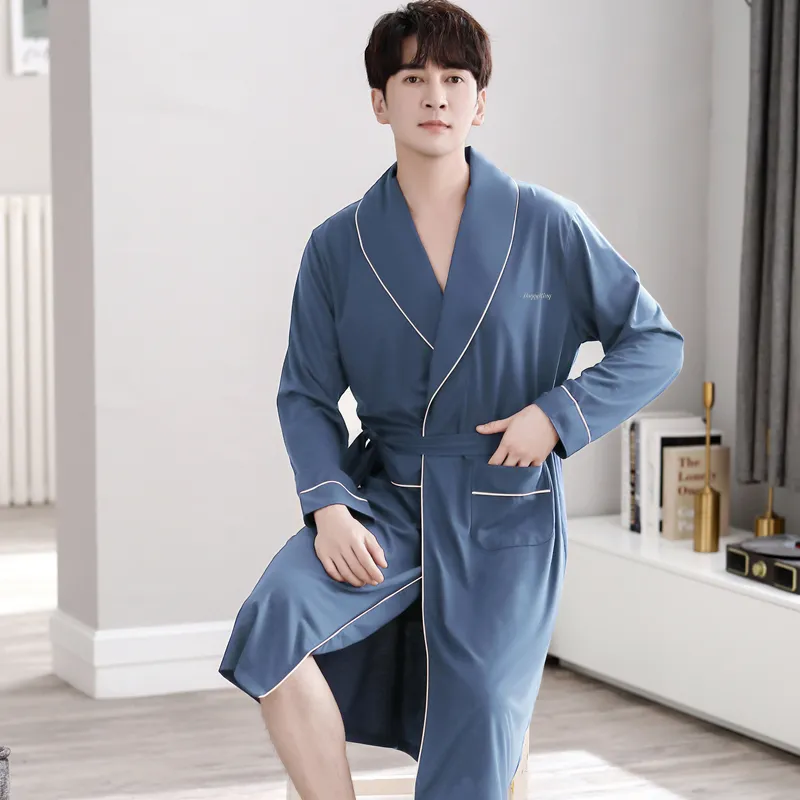 Huggy Kissy Pajama Robe Men's Gray Blue-5