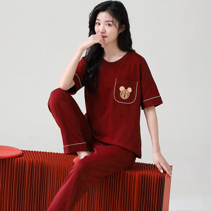 Huggy Kissy Pajama Set Women's Red-3