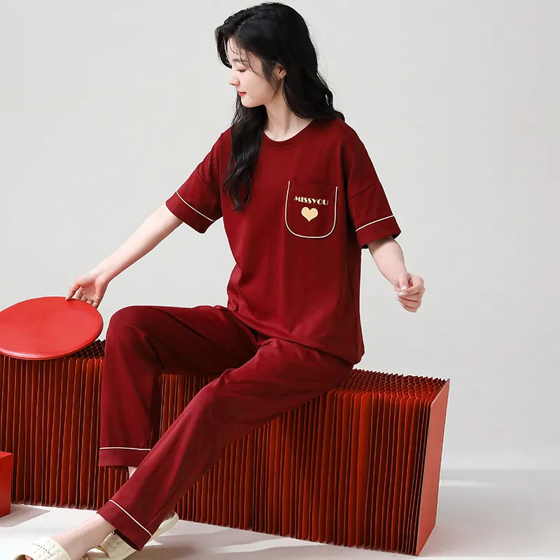 Huggy Kissy Pajama Set Women's Red-2