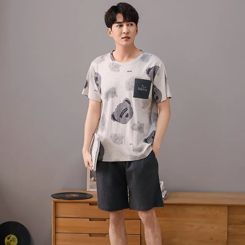 Huggy Kissy Pajama Set Men's Light Gray-1