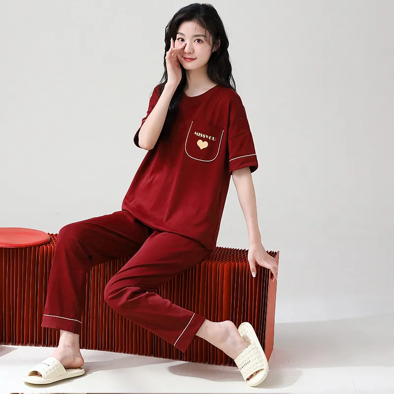 Huggy Kissy Pajama Set Women's Red-3