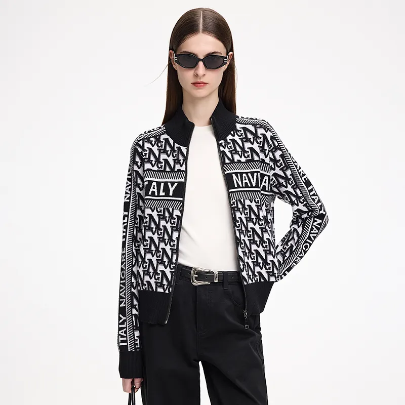 NAVIGARE Knitwear Women's Dark Night Black White-3